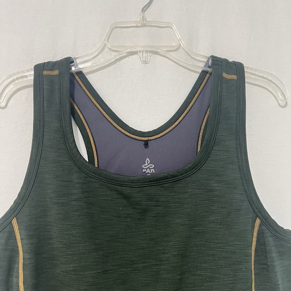prAna Becksa Tank Top Olive Green Built-In Shelf Bra Women's Size XL Yoga Pilate - Picture 2 of 12